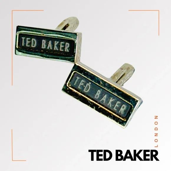 TED BAKER Men's Silver & Black Logo Cufflinks - Picture 3 of 7